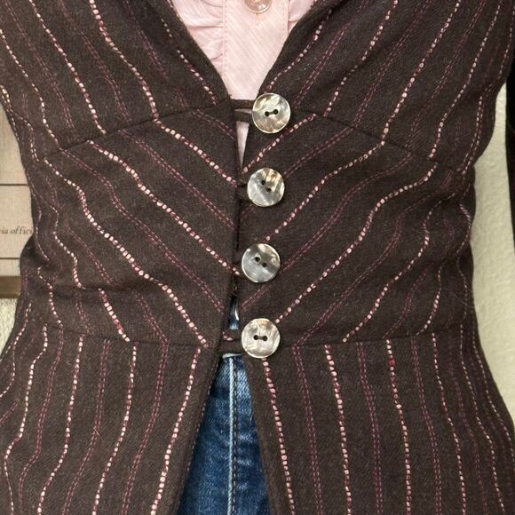 90s Y2k Pinstripe Wool Jacket Gloomy Coquette Twee Academia Heritage Preppy 6 - Picture 3 of 8